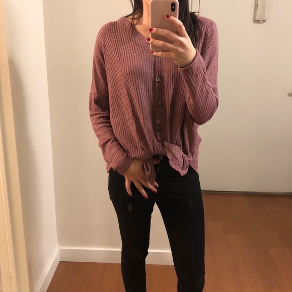 Last 2• Mauve Waffle Top - Picture 6 of 6